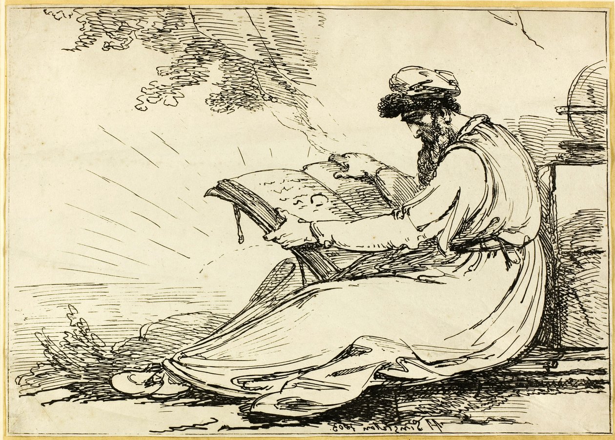 Oriental with a Beard, Reading a Book by Henry Singleton