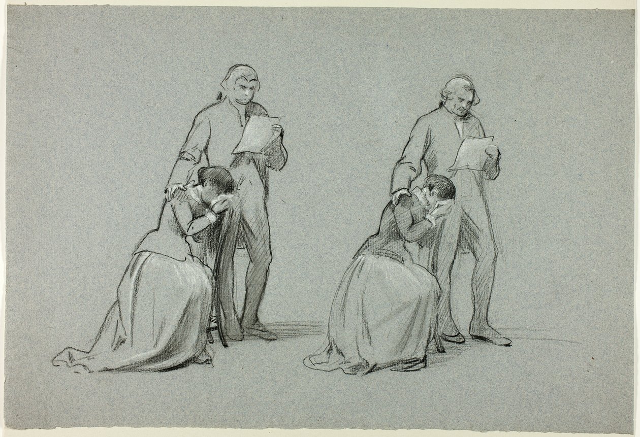 Two Sketches: Father and Daughter by Henry Stacy Marks