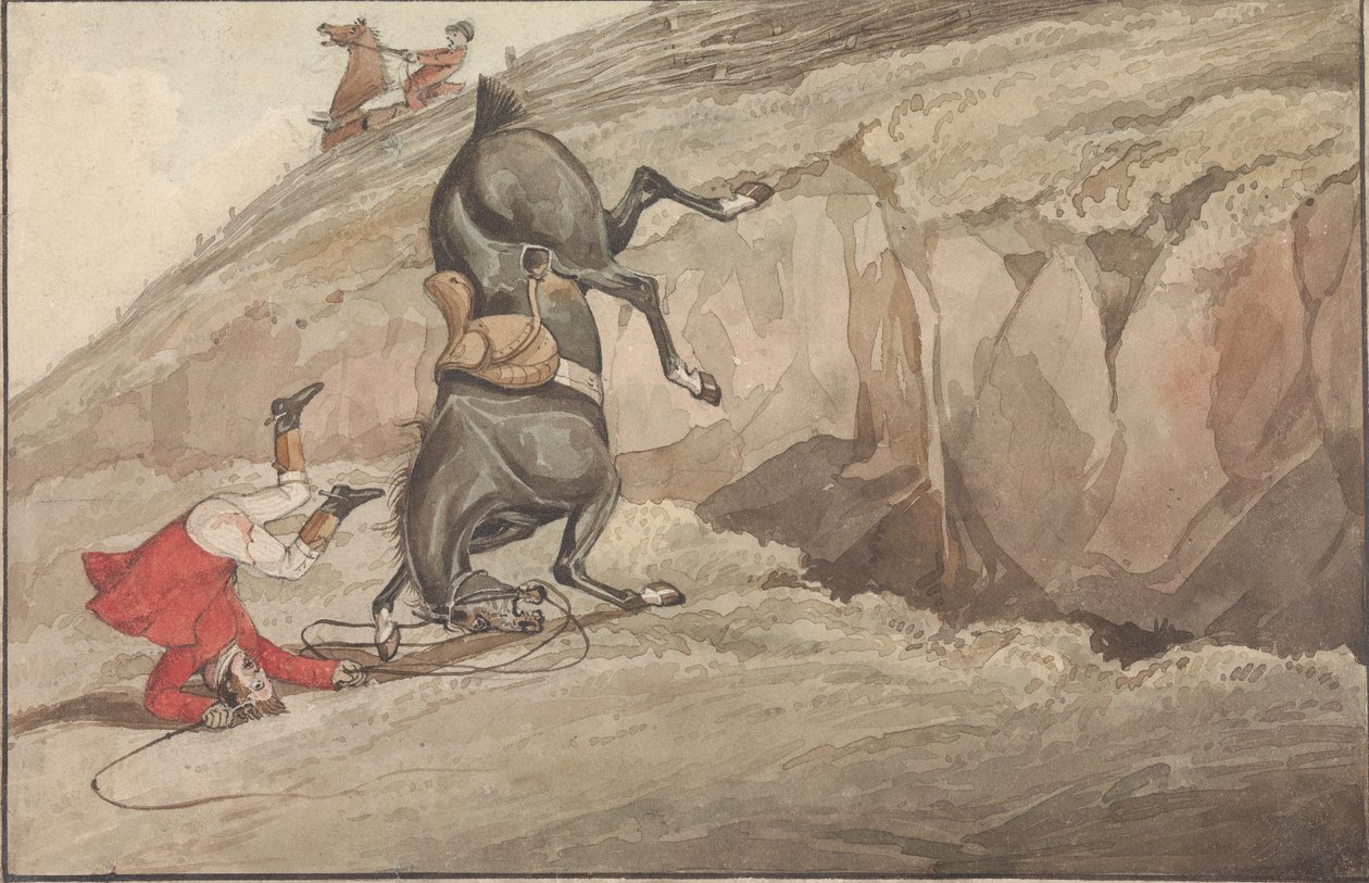 "Doing the Thing: and the Thing Done:" The Down Leap Done by Henry Thomas Alken