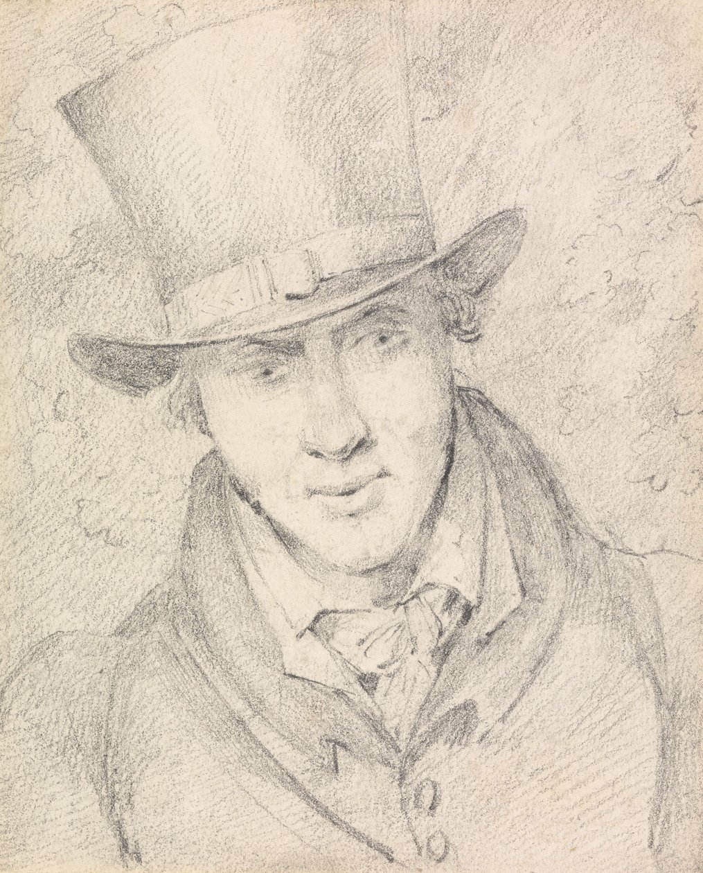 Self-Portrait, Full Face Looking Downwards to Right, Wearing a Top Hat by Henry Thomas Alken
