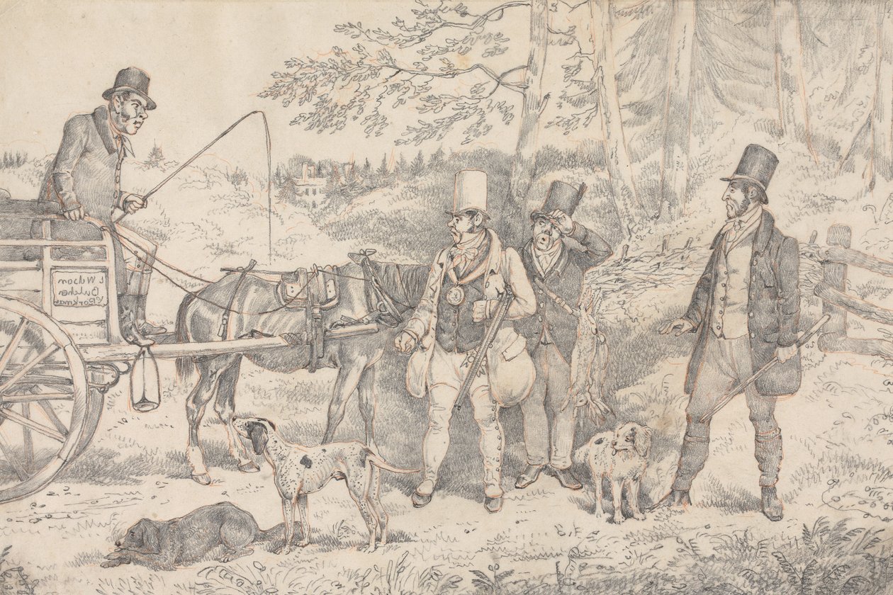 Sporting Anecdotes: Drawing for the Soft-Ground Etching of 