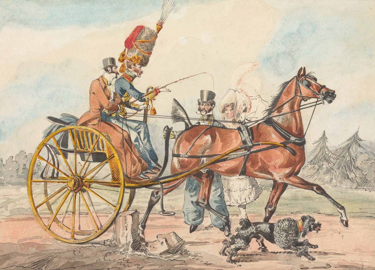 Sporting Discoveries, or the Miseries of Driving... You Discover you Have Overlooked a Small Post on your Whip Hand by Henry Thomas Alken