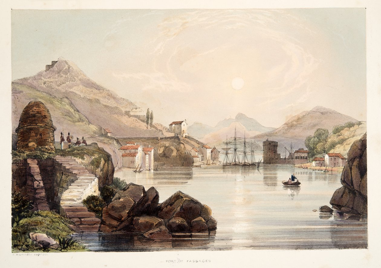 Port of Passages, from Sketches of Scenery in the Basque Provinces of Spain, with a Selection of National Music, pub. 1838 by Henry Wilkinson