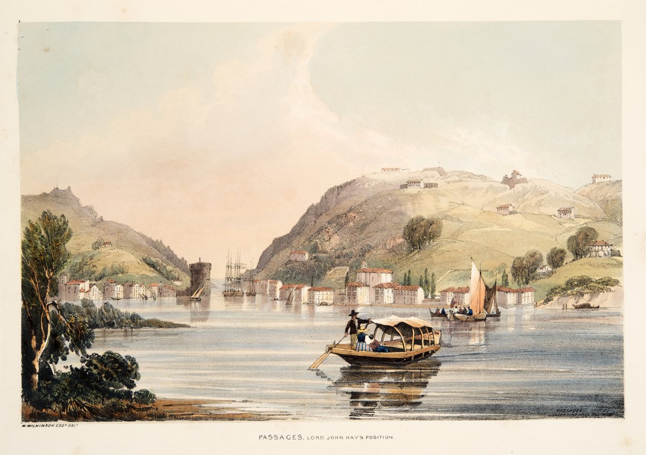 Position of Lord John Hay, at Passages, from Sketches of Scenery in the Basque Provinces of Spain, with a Selection of National Music, pub. 1838 by Henry Wilkinson