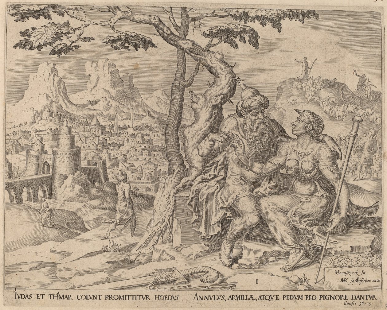 Judah Giving Tamar the Pledge by Herman Jansz Muller after Maerten van Heemskerck