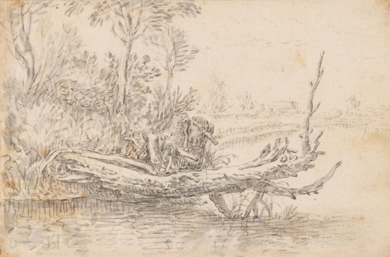 A Fallen Tree by a Waterside by Herman Saftleven