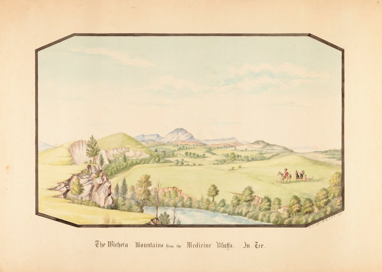 The Wichita Mountains from Medicine Bluff, Indian Territory by Hermann Stieffel