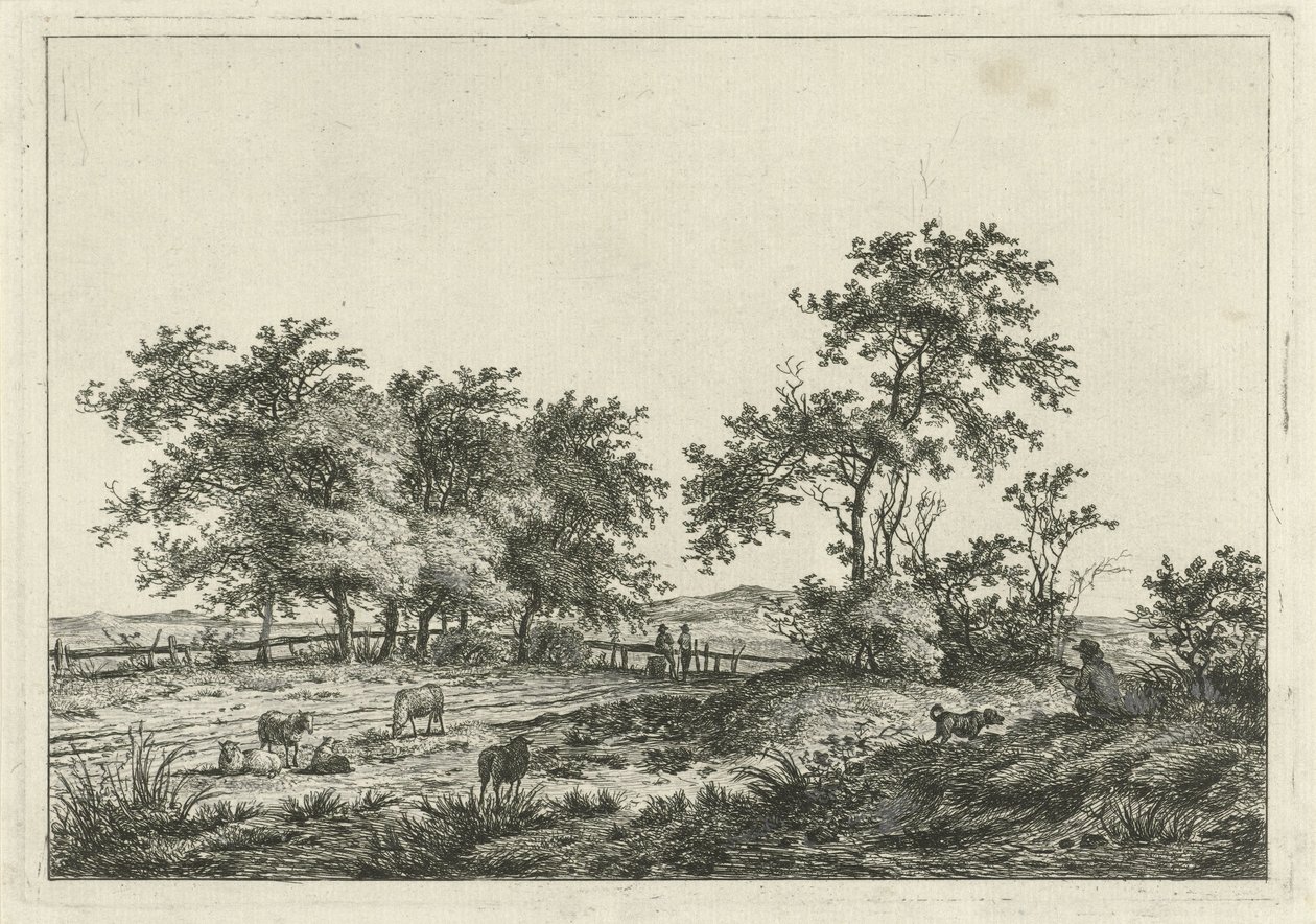 Landscape with Draftsman and Dog by Hermanus Fock
