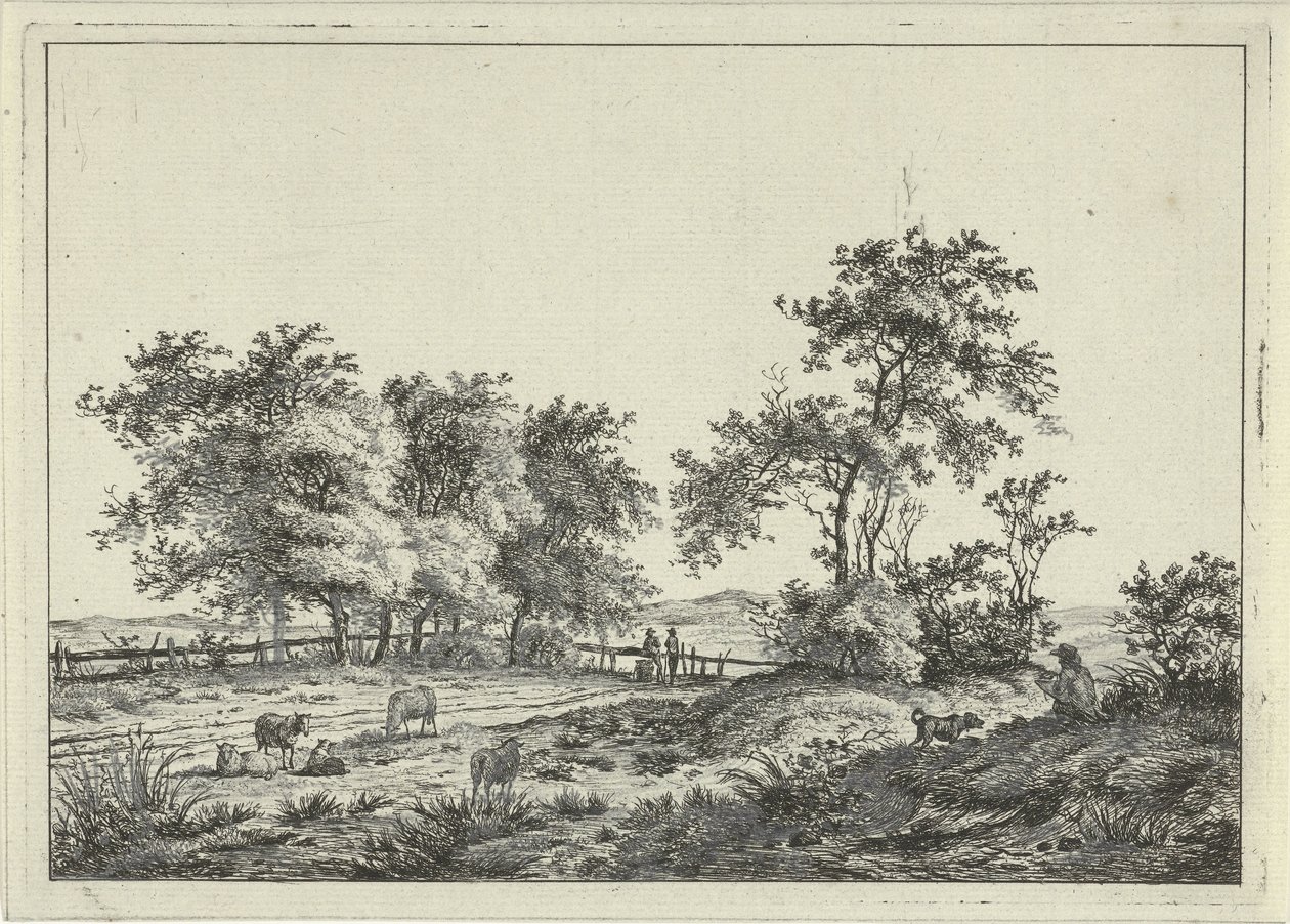 Landscape with Draughtsman and Dog by Hermanus Fock