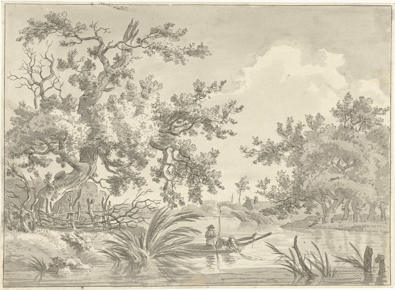 Landscape with Two Fishermen by Hermanus Fock