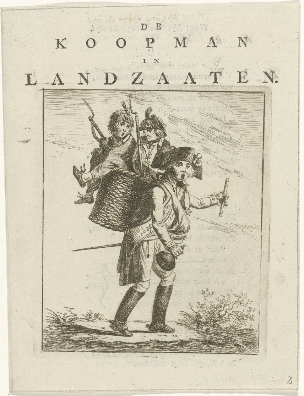 Song Sheet and Satirical Print with Soldiers, Satirical Print on William V, The Merchant in Landzaaten (title on object) by Hermanus Fock