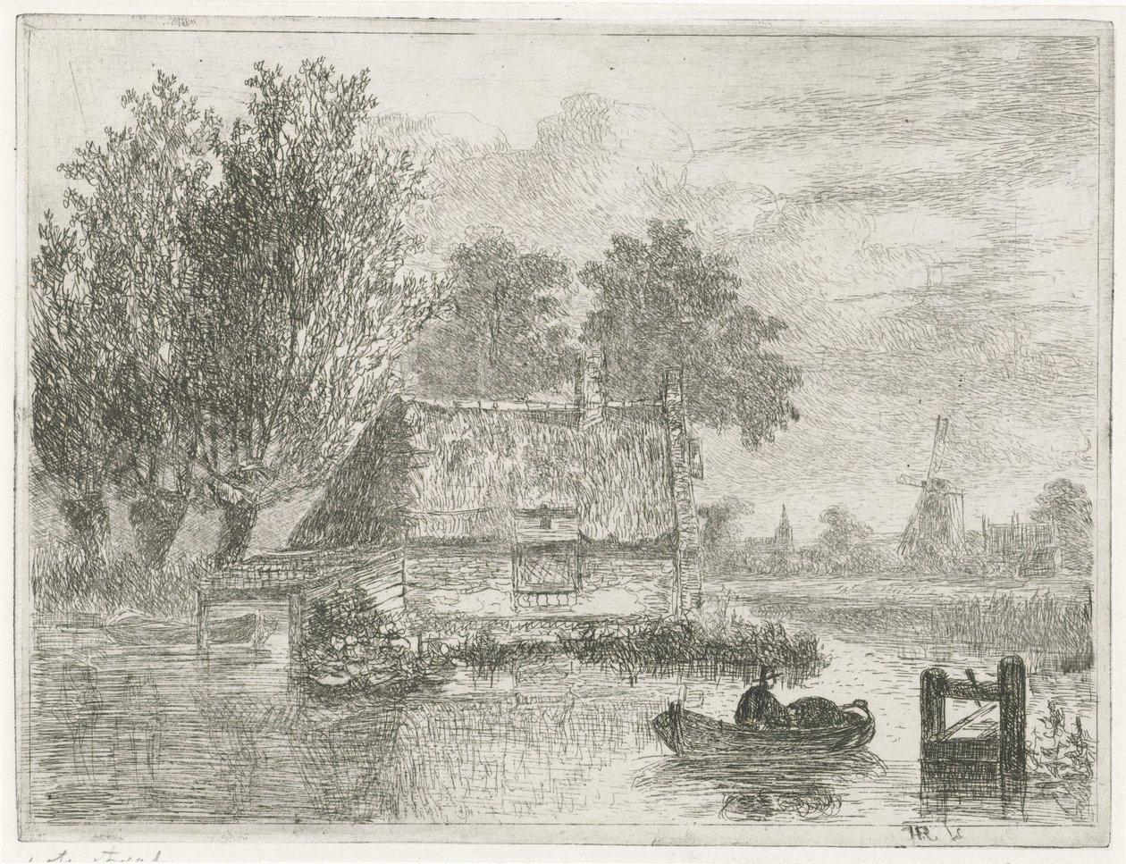 Man with a Barrel in a Boat by Hermanus Jan Hendrik van Rijkelijkhuysen