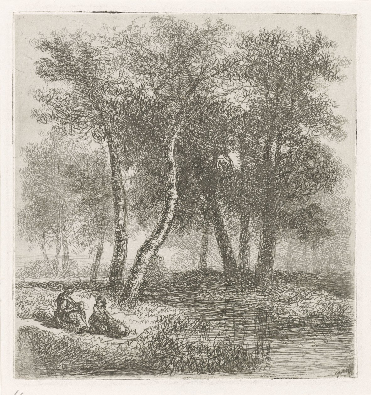 Mother and Child by the Waterside by Hermanus Jan Hendrik van Rijkelijkhuysen