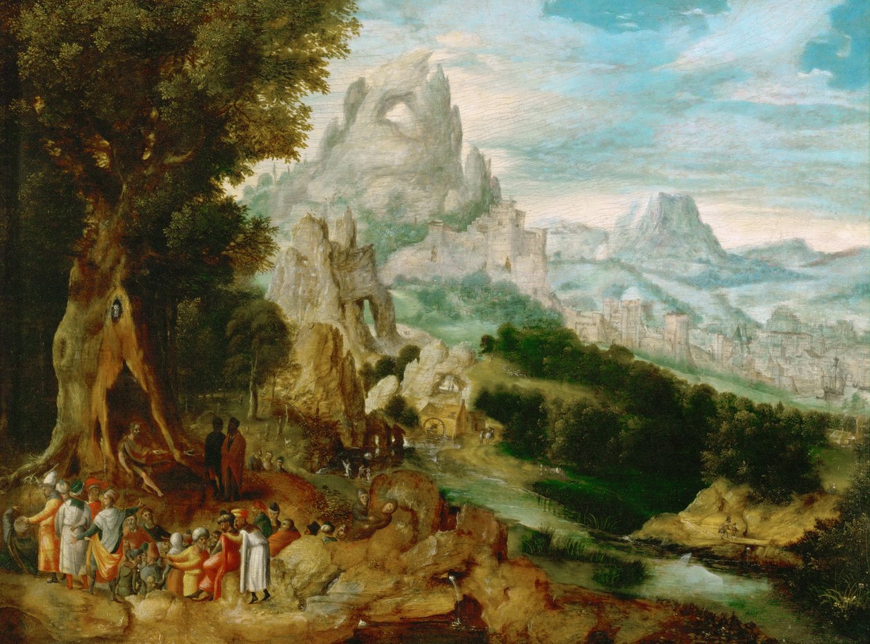 Landscape with Saint John the Baptist Preaching by Herri met de (c.1510 p.1550) Bles