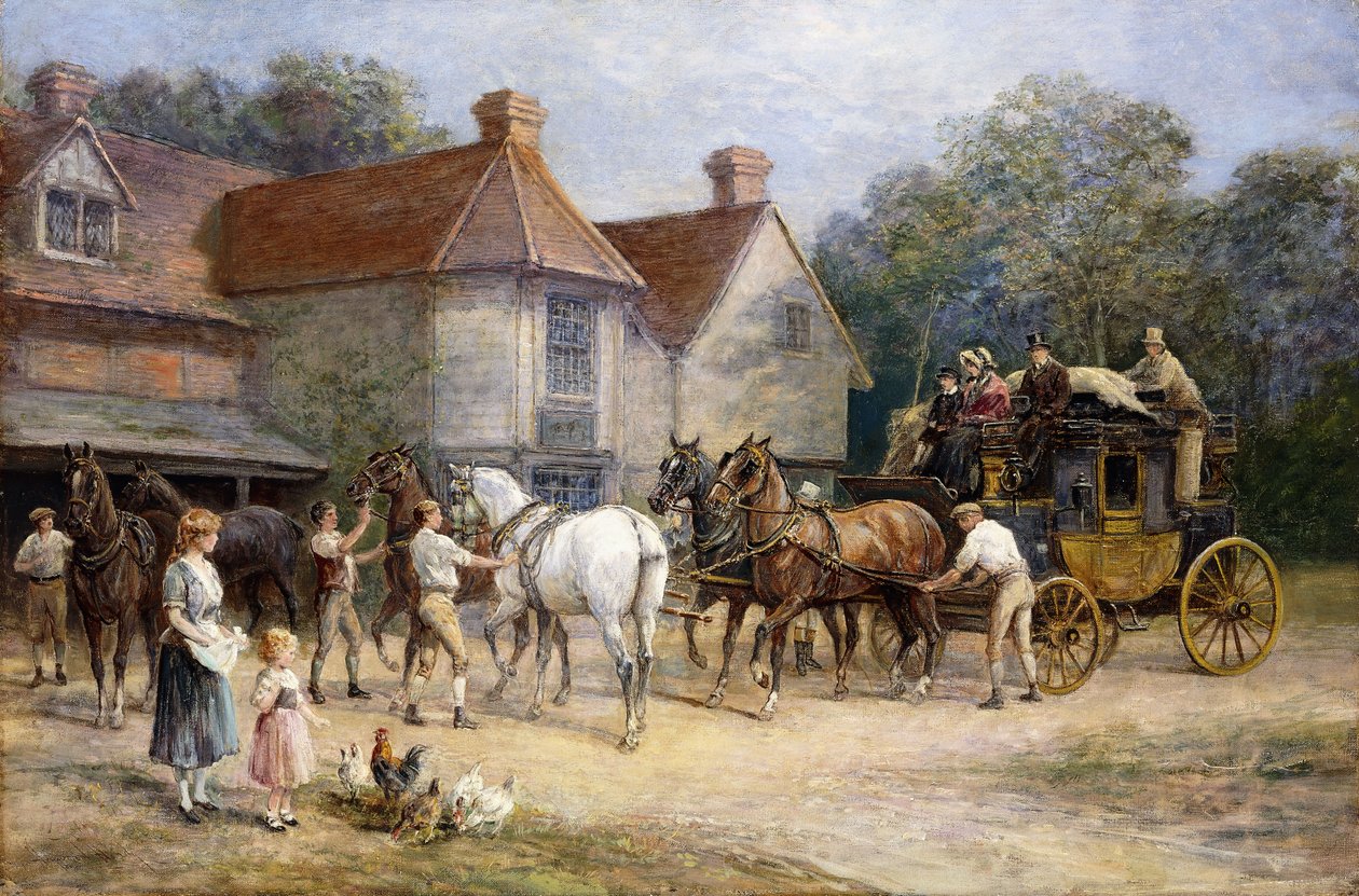 Changing Horses by Heywood Hardy: Premium art reproduction