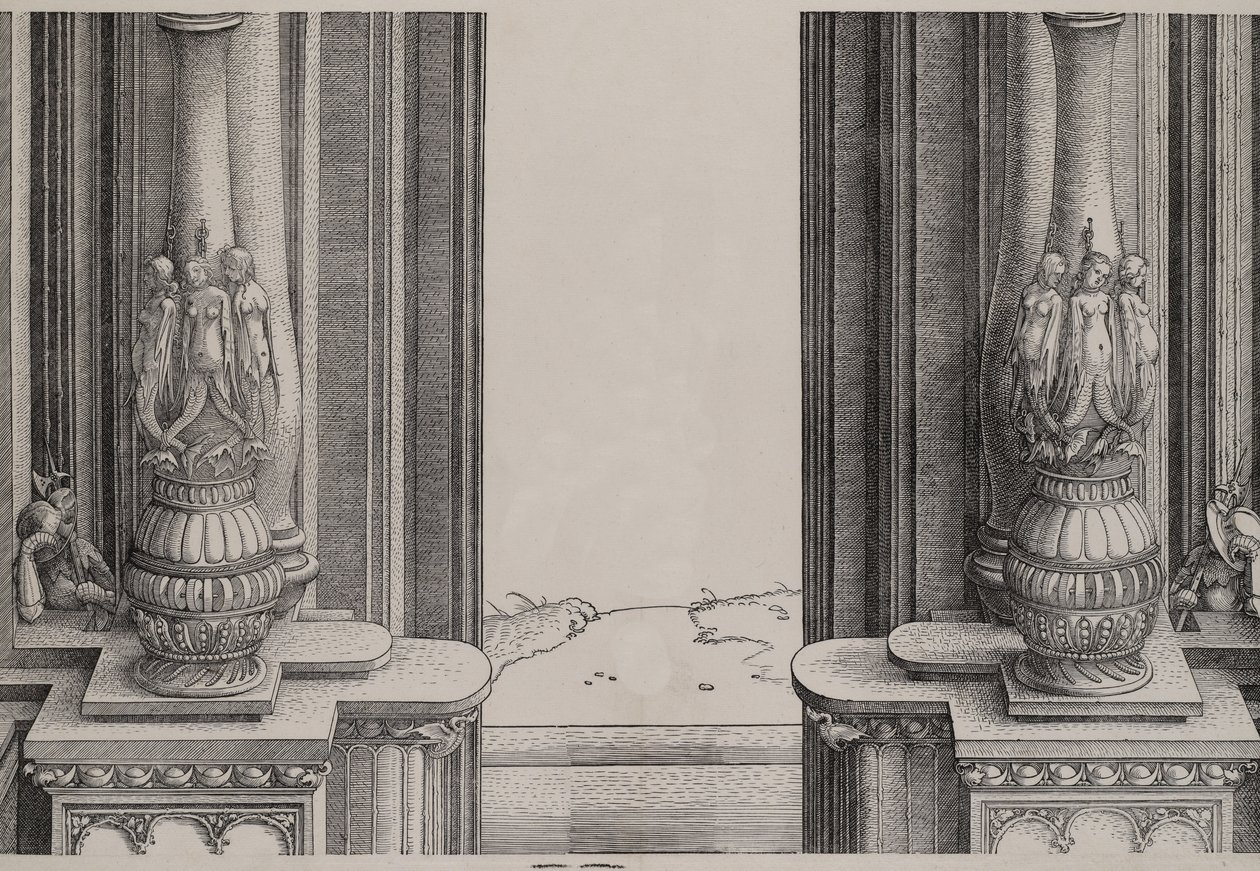 The Middle Section of the Entryway to the Central Portal, the Columns Decorated by Sirens by Hieronymus Andreae
