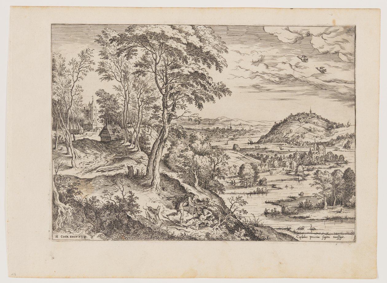 Cephalus and Procris, from Landscapes with Biblical and Mythological Scenes by Hieronymus Cock