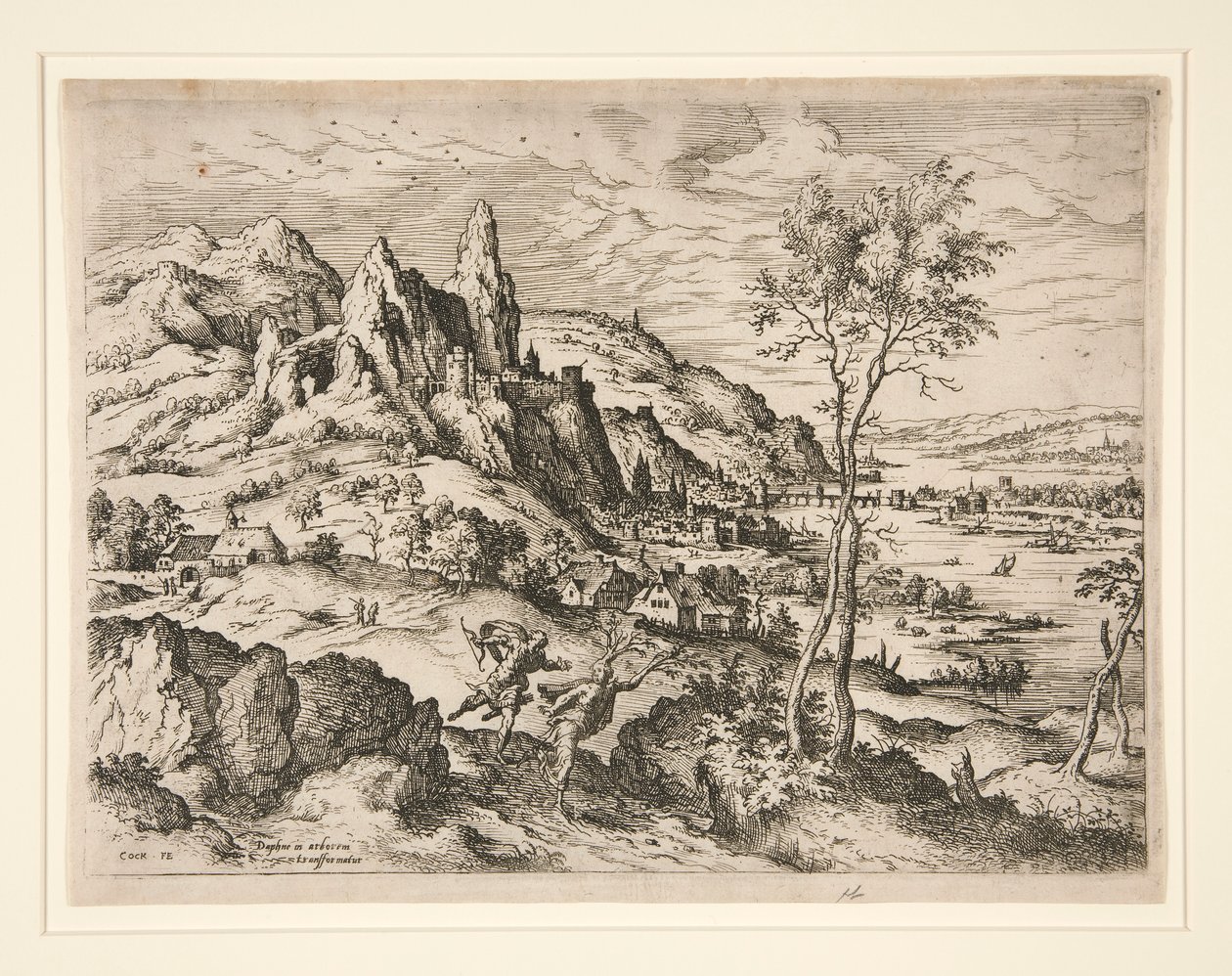 Daphne Persecuted by Apollo, from Landscapes with Biblical and Mythological Scenes by Hieronymus Cock