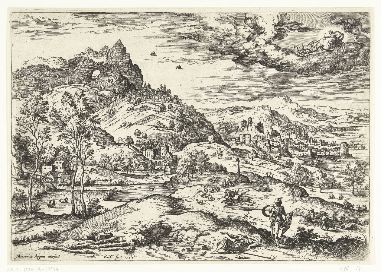 Mercury with the head of Argus (series title: Landscapes with biblical and mythological scenes) by Hieronymus Cock