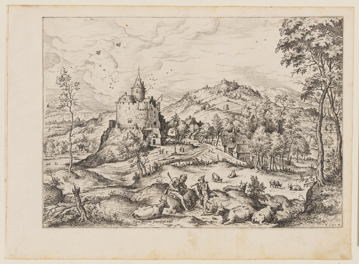 Mercury Lulling to Sleep Argus, from Landscapes with Biblical and Mythological Scenes by Hieronymus Cock