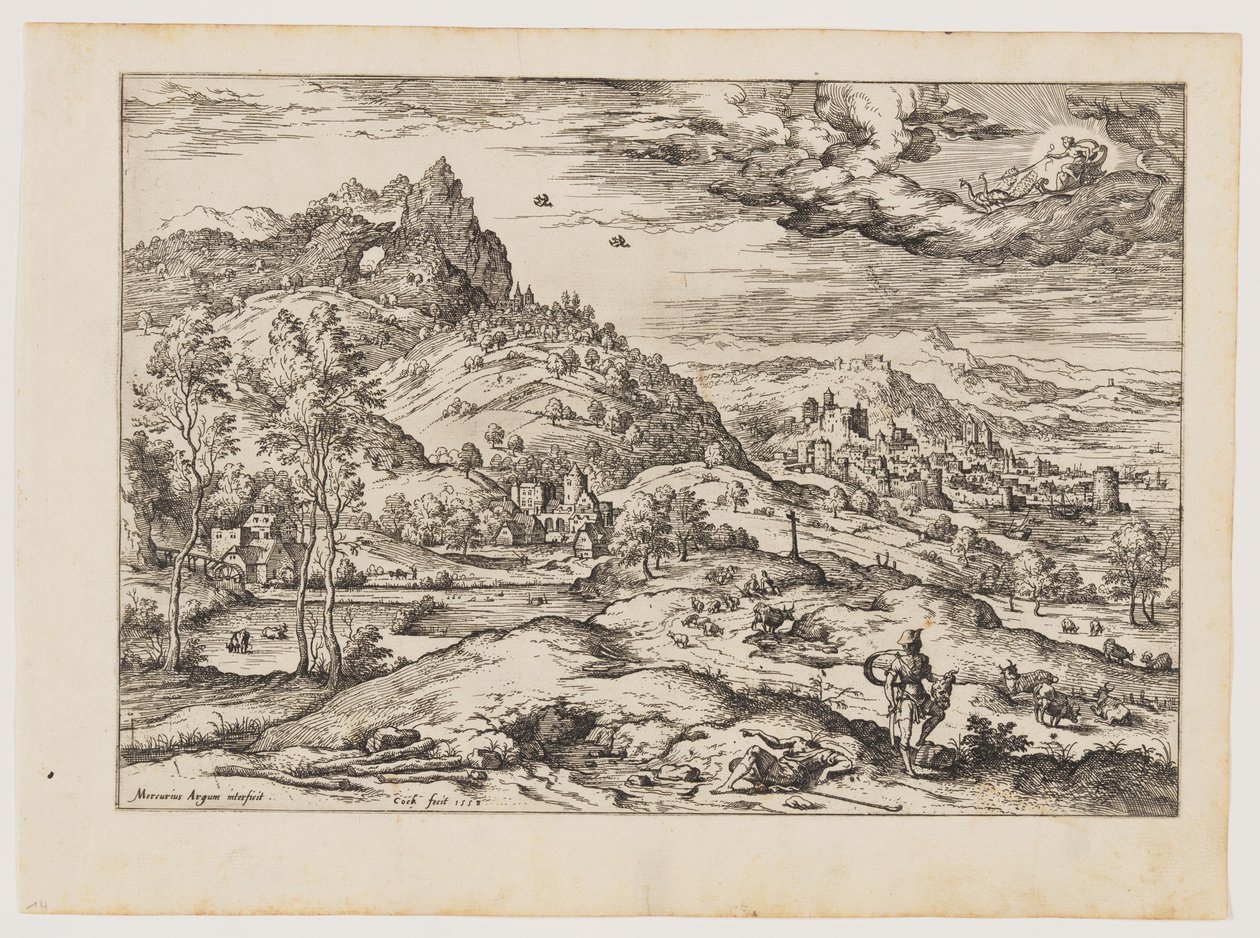 Mercury with Head of Argus in His Hand, from Landscapes with Biblical and Mythological Scenes by Hieronymus Cock