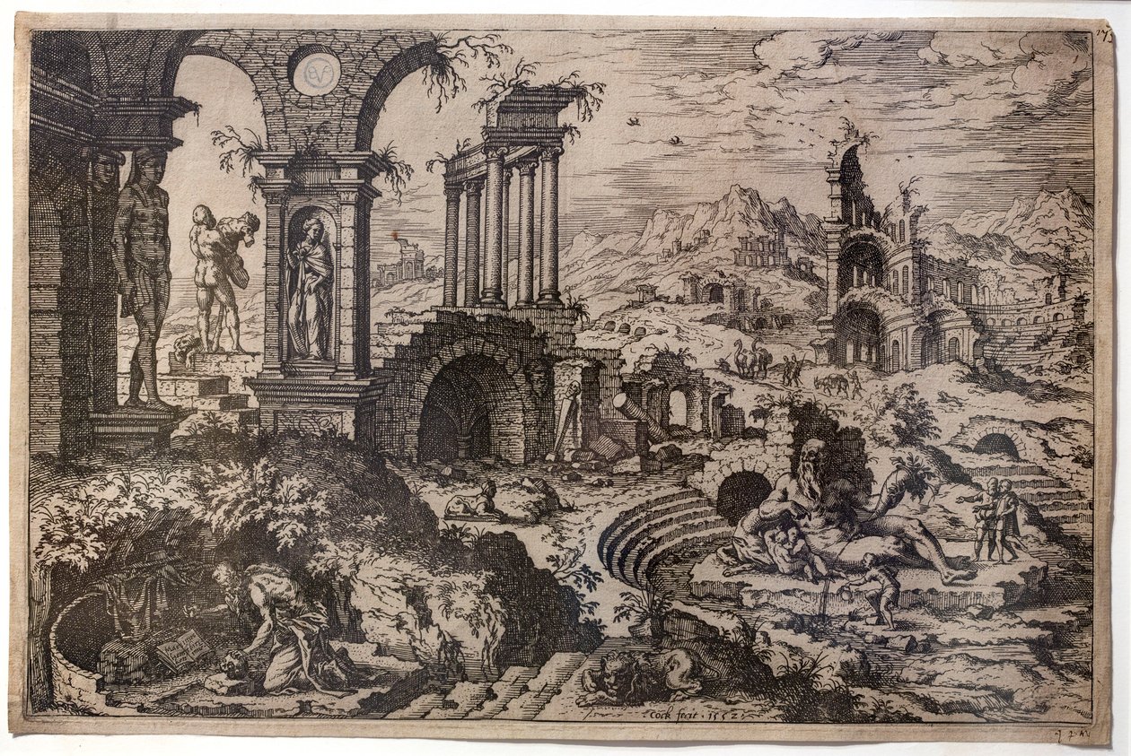 Ruined Landscape with the Penitent Saint Jerome by Hieronymus Cock