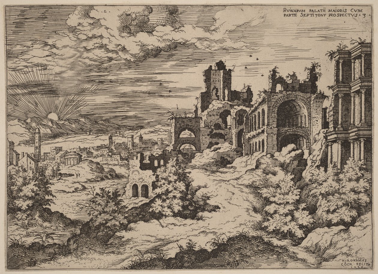 Ruins on the Palatine with a Panoramic Landscape by Hieronymus Cock