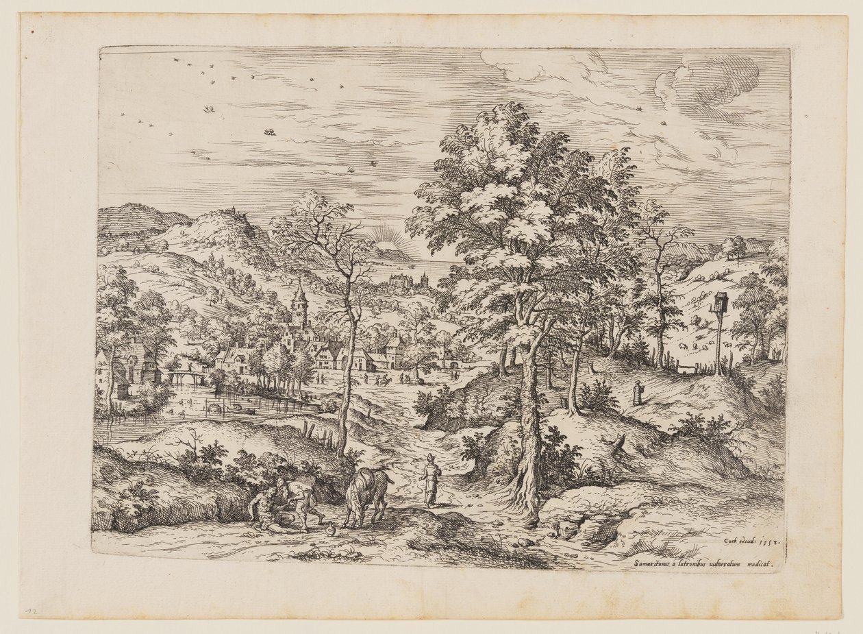 The Good Samaritan, from Landscapes with Biblical and Mythological Scenes by Hieronymus Cock