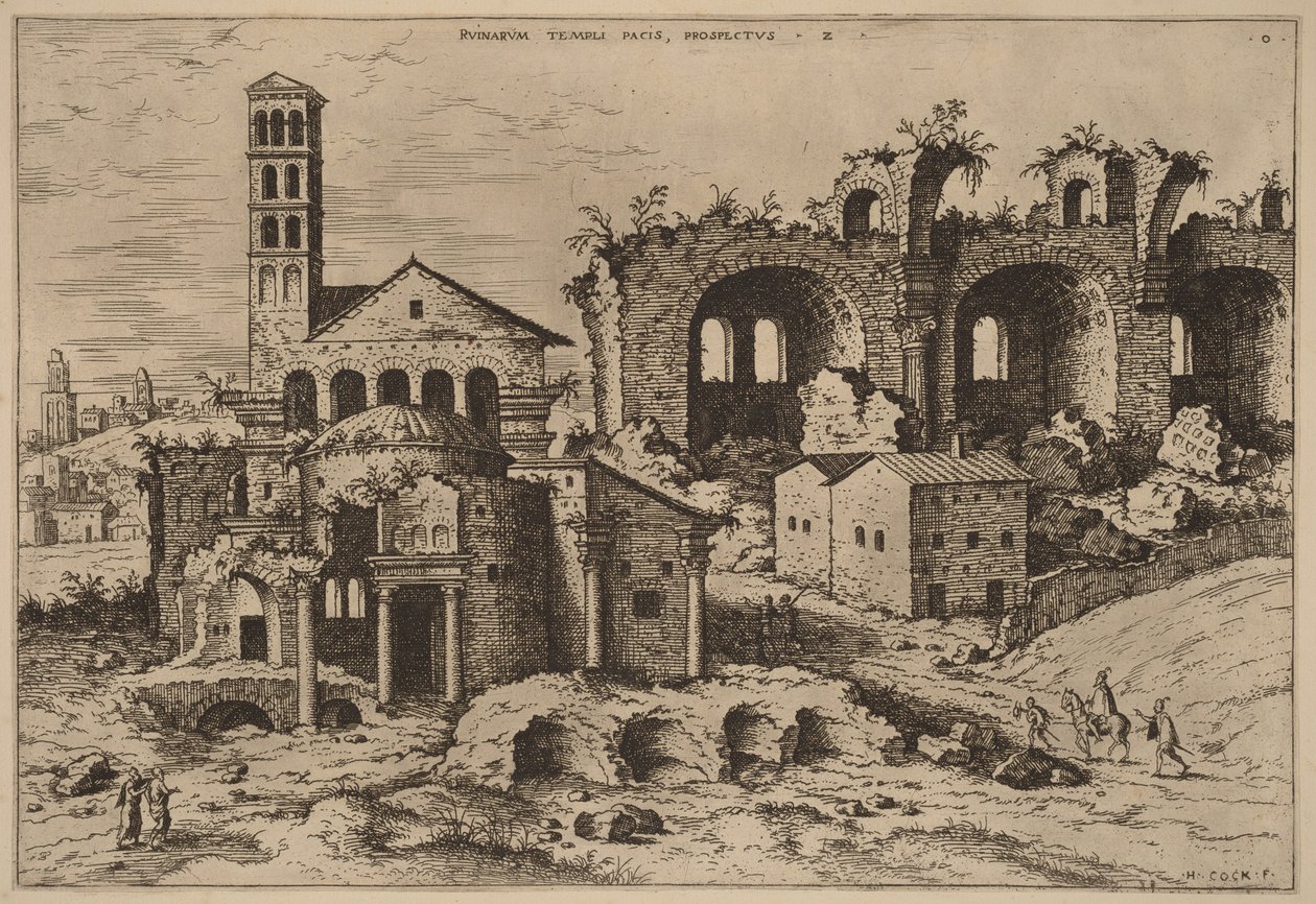 The Temple of Augustus and Faustina, the Temple of Divus Romulus, and the Basilica of Constantine by Hieronymus Cock