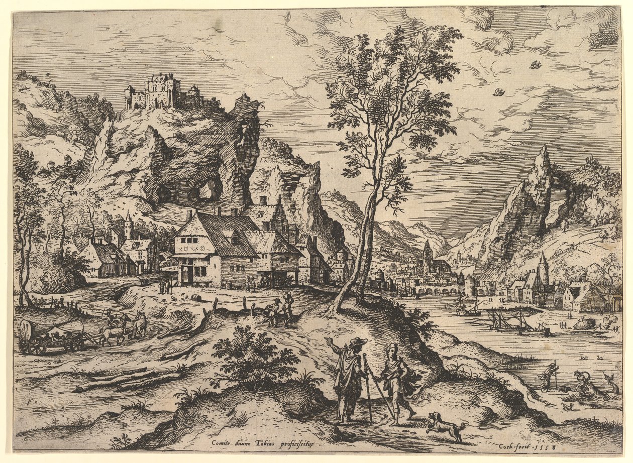 Tobit from Landscapes with Biblical and Mythological Scenes by Hieronymus Cock