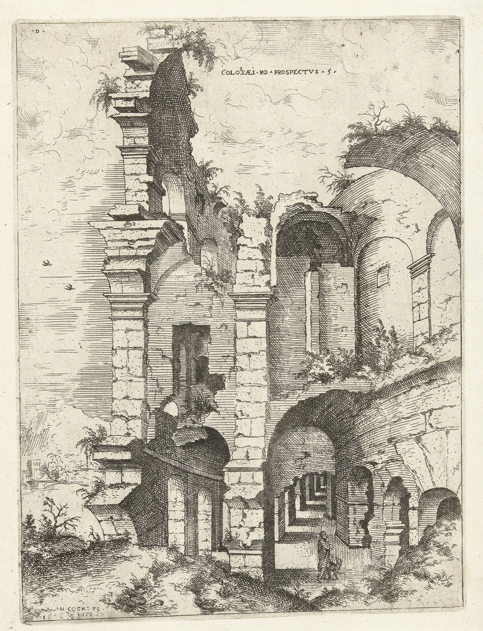 Fifth View of the Colosseum in Rome (Colossæi ro prospectvs 5, Roman Ruins) by Hieronymus Cock