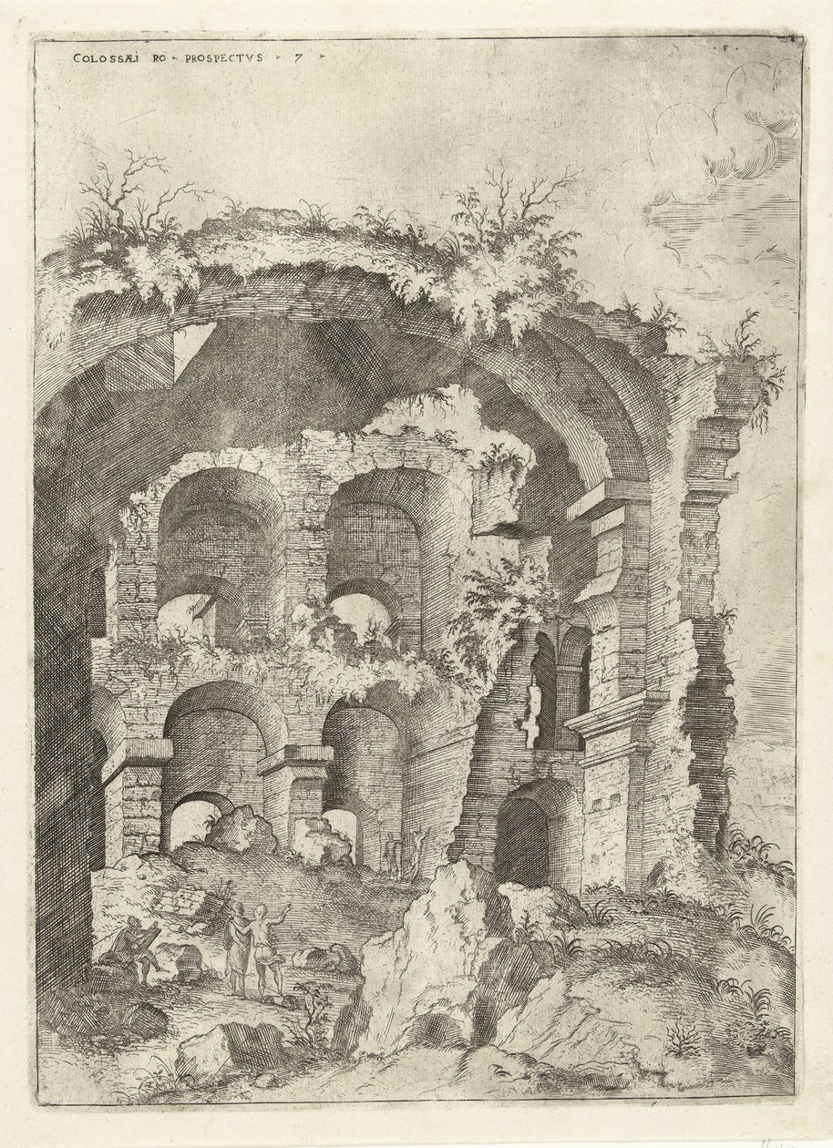 Seventh View of the Colosseum in Rome (series title: Roman Ruins) by Hieronymus Cock