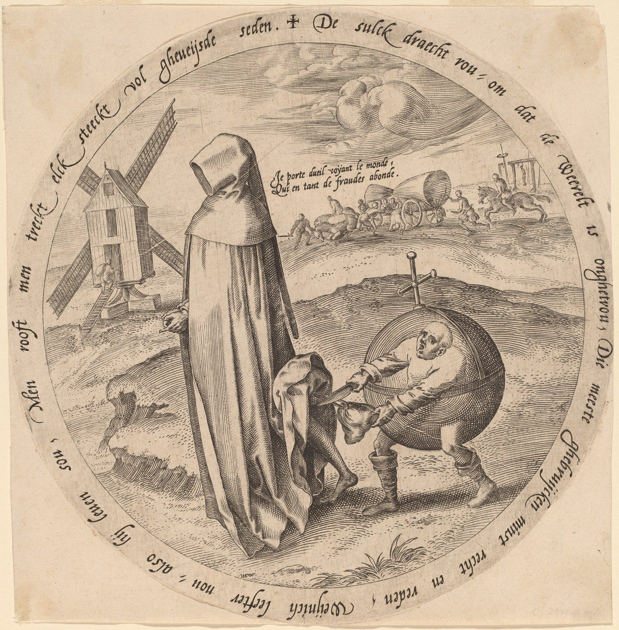 The Misanthrope Robbed by the World by Hieronymus Wierix after Pieter Bruegel the Elder