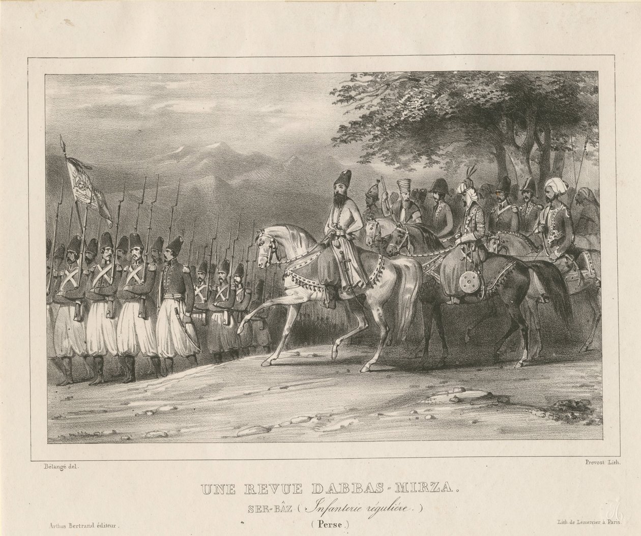 Prince, Field-Marshal Abbas Mirza Inspects Infantry Regiment by Hippolyte Bellange