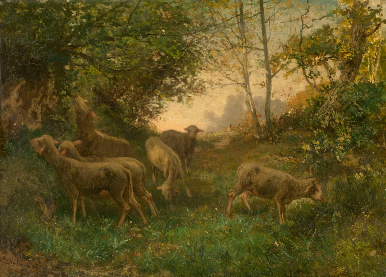 Sheep on the Edge of the Wood by Hippolyte Boulenger