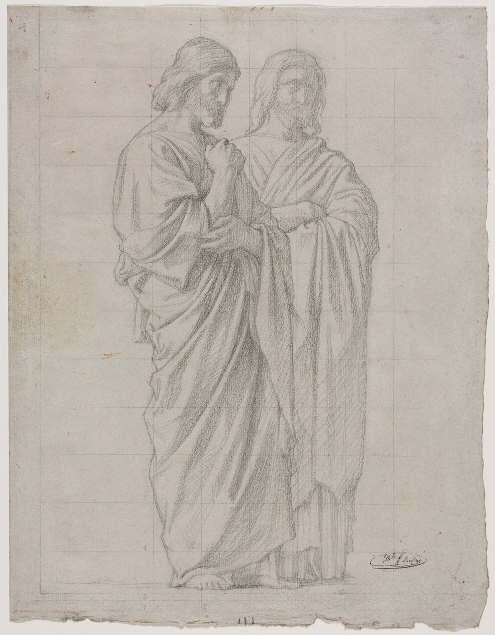 Two Standing Figures Study for the Left Section of The Mission of the Apostles by Hippolyte Jean Flandrin