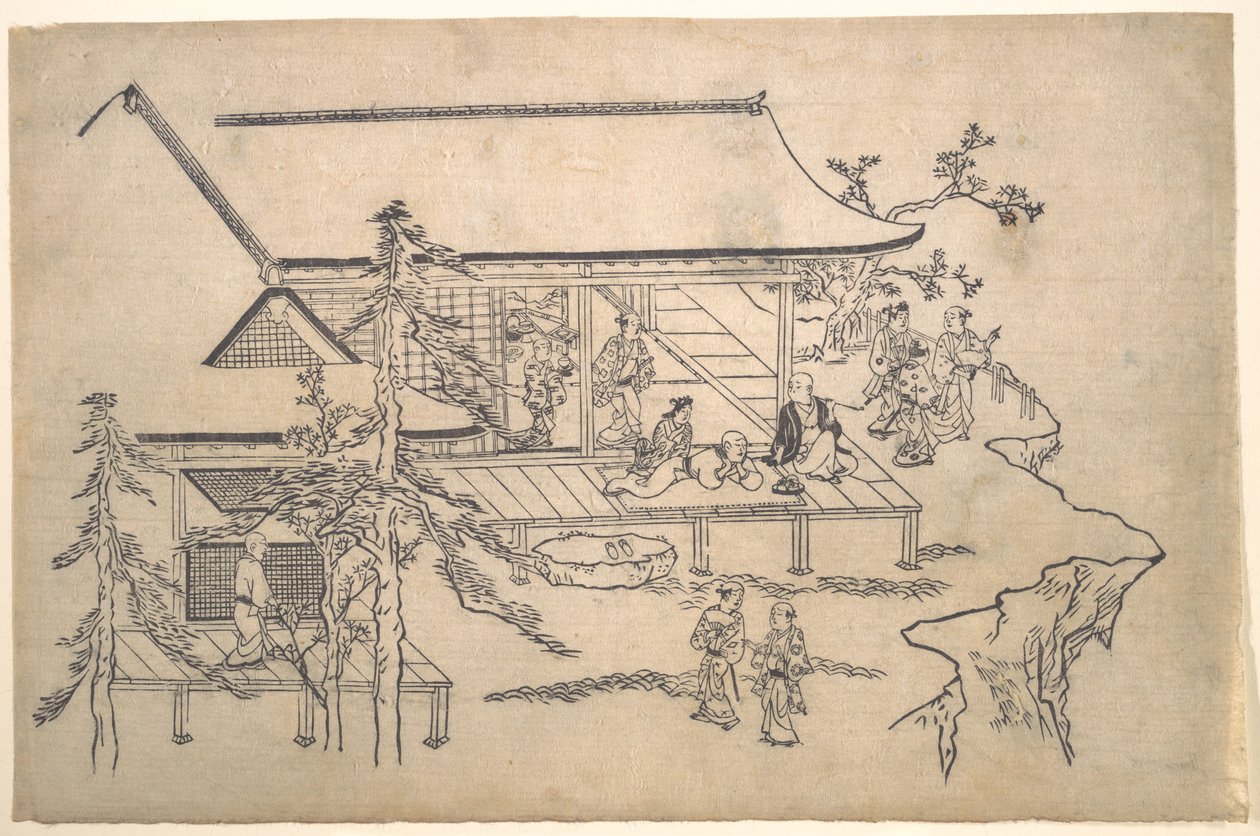 Flower-Viewing Scene by Hishikawa Moronobu