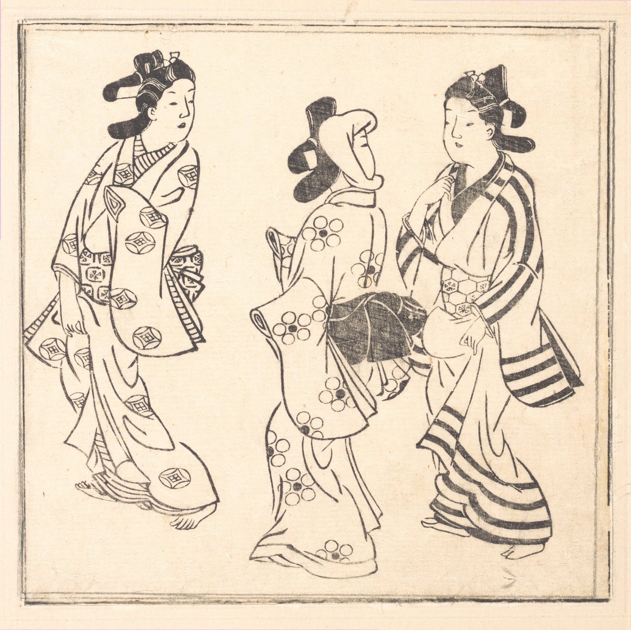 Leaf from a Book Entitled: Wakoku Hiaku-jo: One Hundred Japanese Women by Hishikawa Moronobu