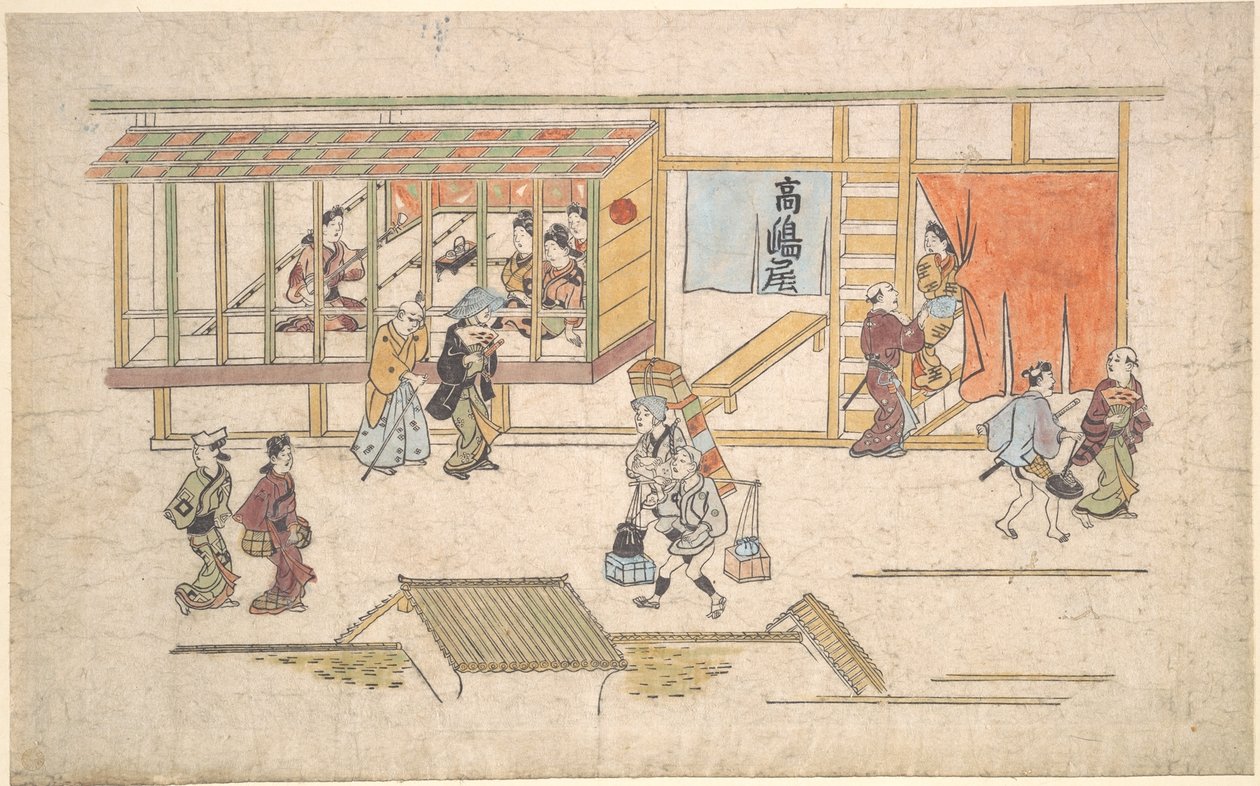 Scene in the Yoshiwara by Hishikawa Moronobu