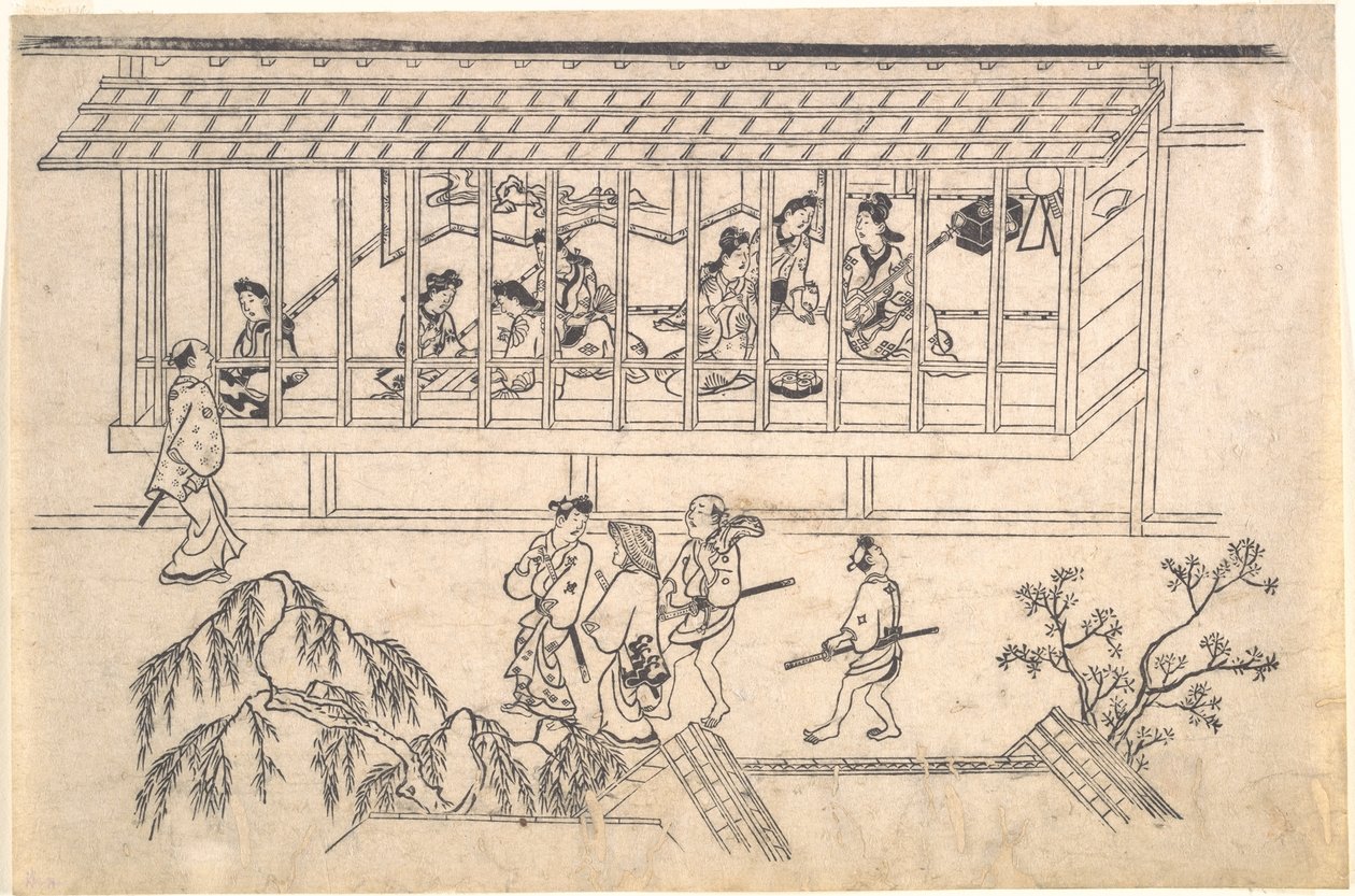 The Sixth Scene from Scenes of the Pleasure Quarter at Yoshiwara in Edo by Hishikawa Moronobu