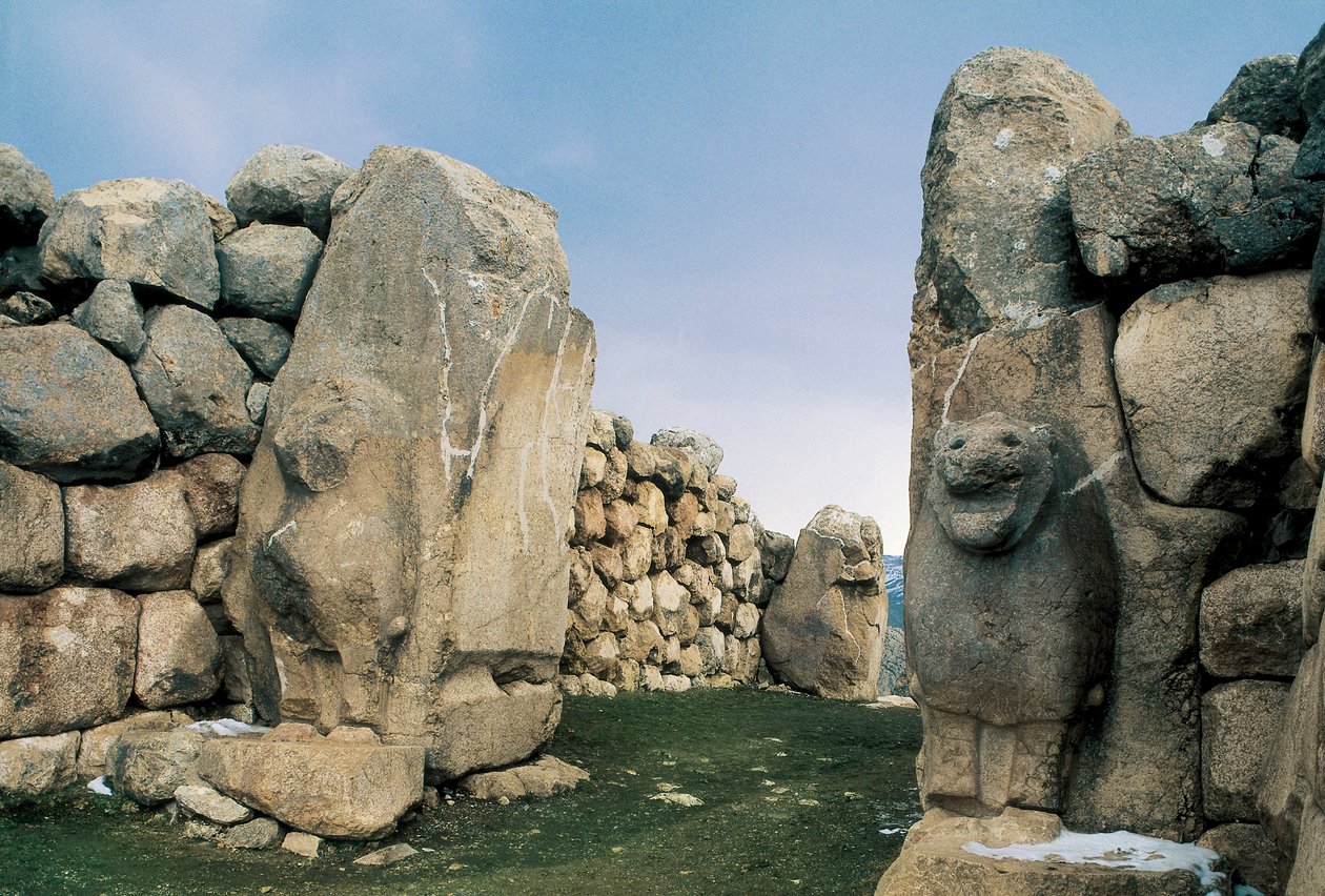View of the Lions Gate, Hattusha, Turkey by Hittite