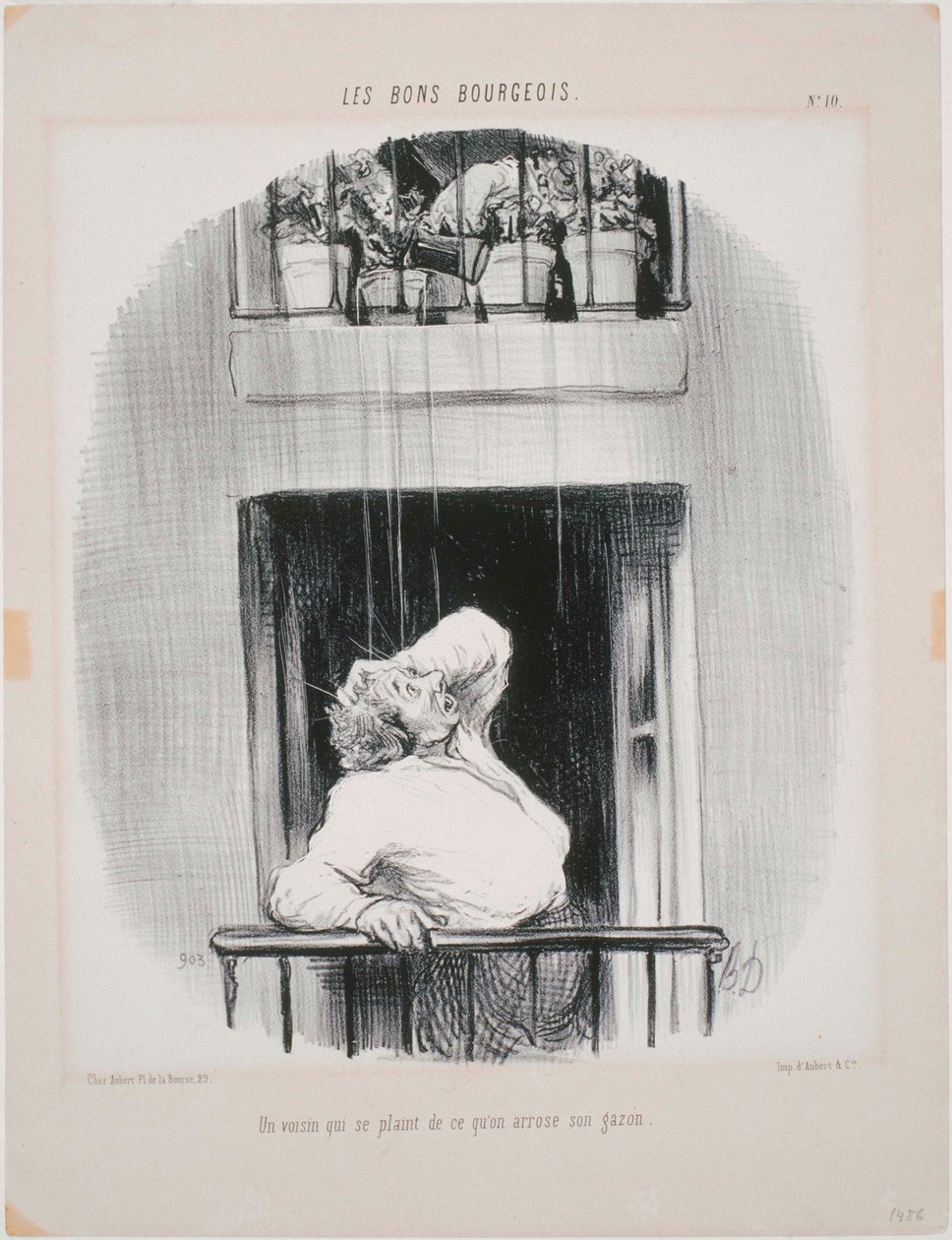 The Good Bourgeois - A Neighbor Complains About the Watering by Honoré Daumier