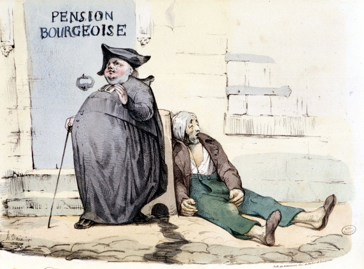 A Fat and Repu Priest Next to a Poor Patient Lying on the Ground (in 
