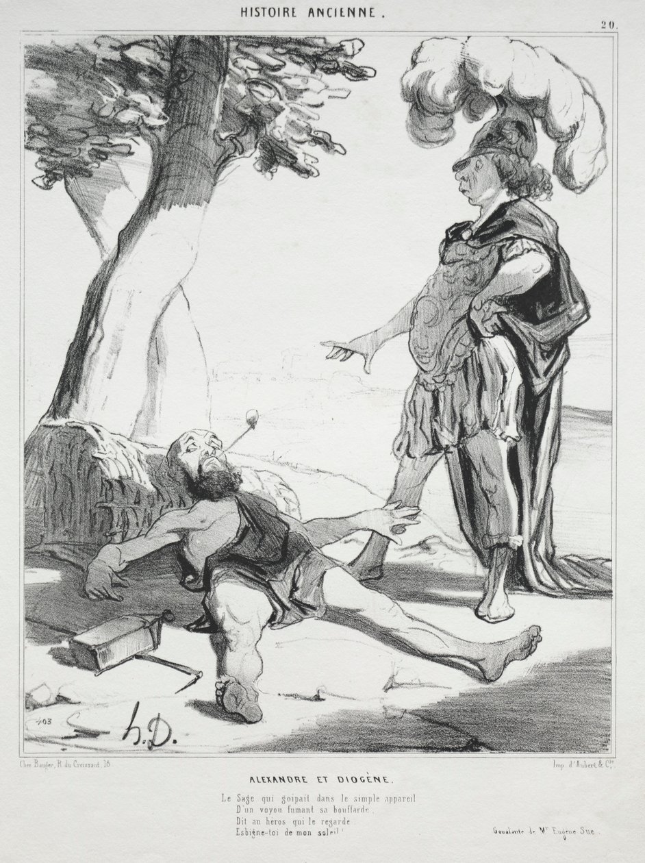 Ancient History, Plate 20: Alexander and Diogenes, 14 August 1842 by Honoré Daumier