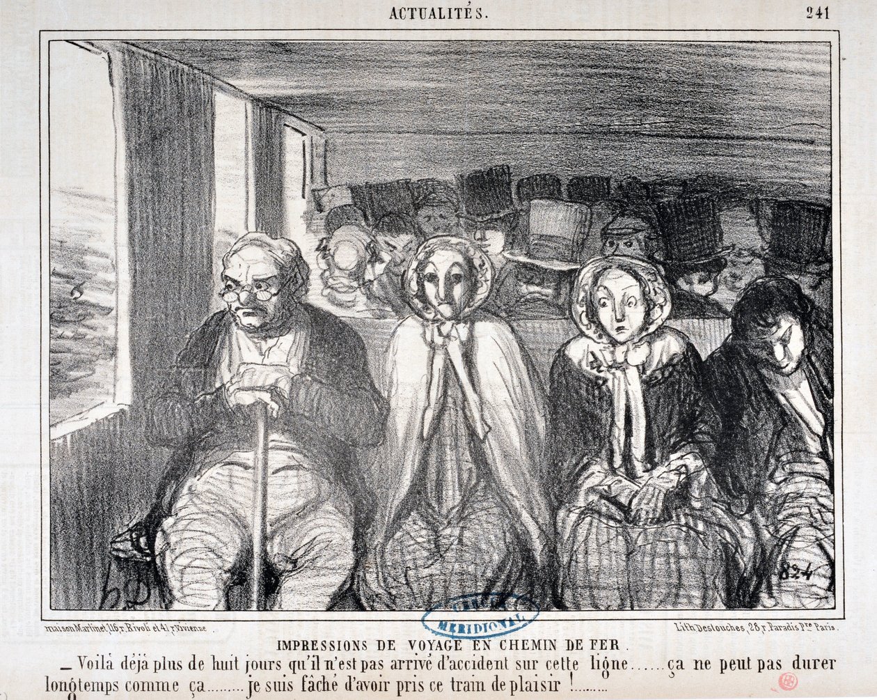 Charivari dates from 1855: Serie Actualites de voyage en railroad -Here