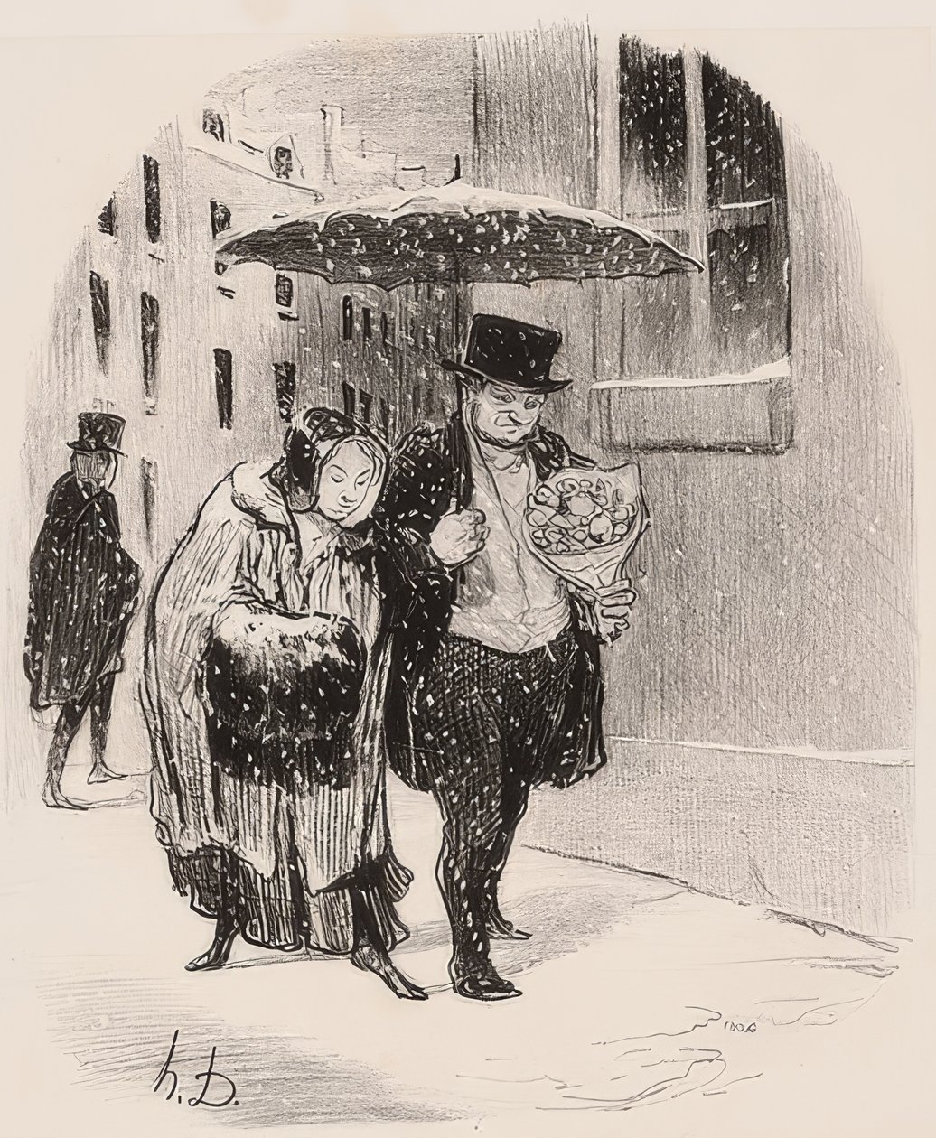 Inconvenience of Having a Relative Named Babylas, Which Requires Bringing Him a Bouquet on January 24 (From the Series) by Honoré Daumier