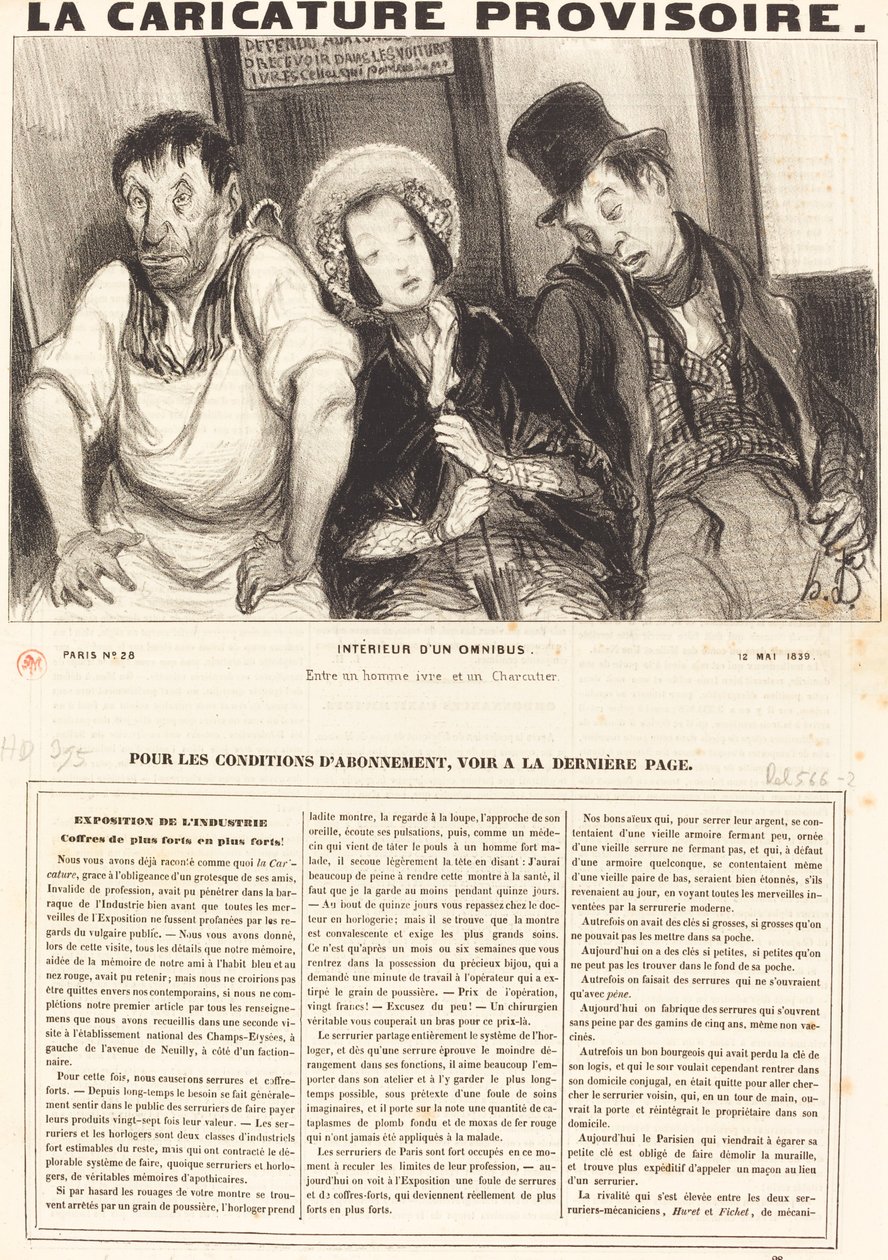 Interior of an Omnibus by Honoré Daumier