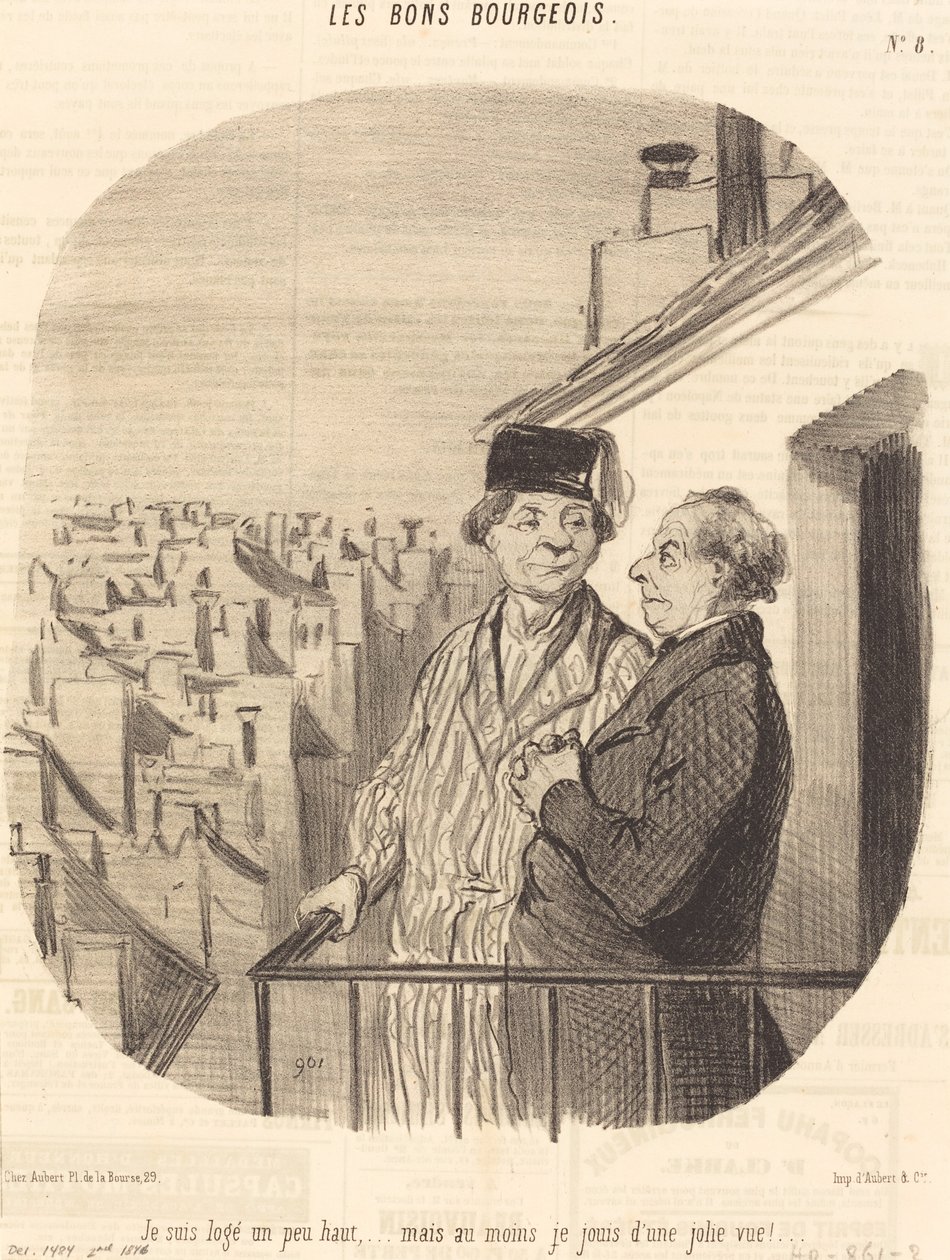 I am lodged a bit high... but... I enjoy a nice view! by Honoré Daumier