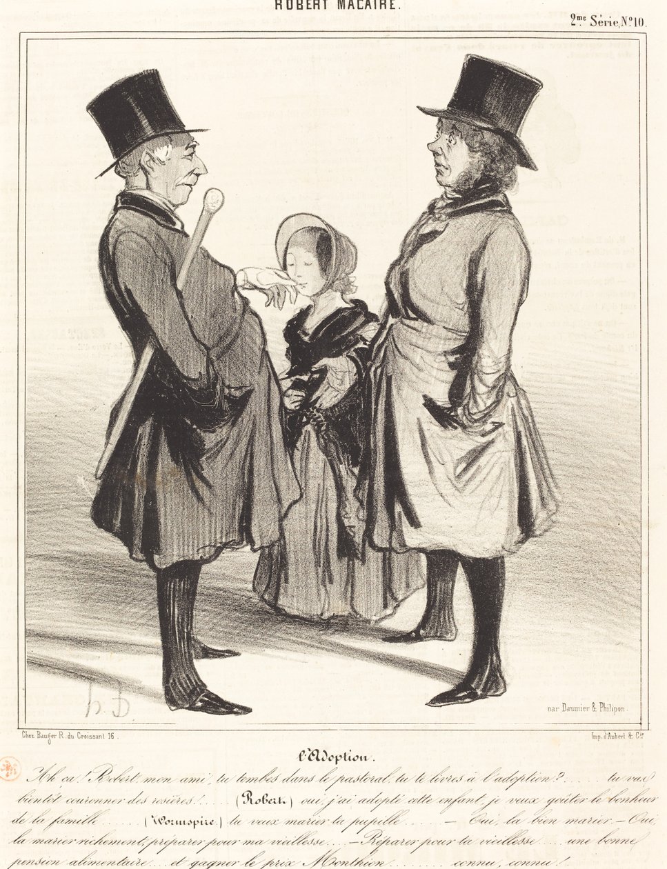 The Adoption - Ah! Robert, my friend... by Honoré Daumier