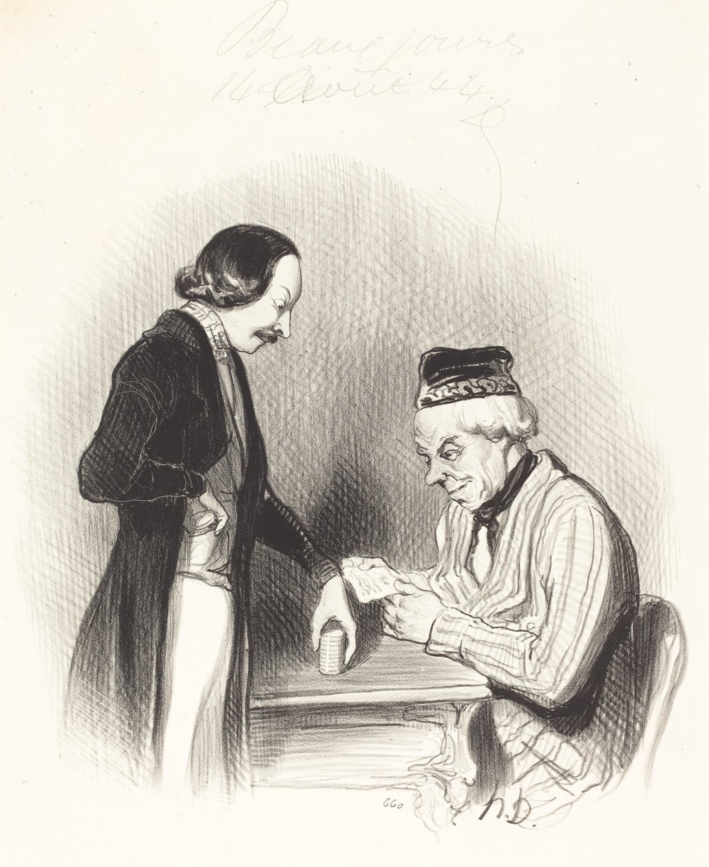 Discounting a Bill by Honoré Daumier